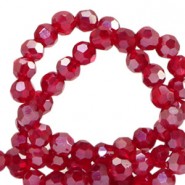 Top Glas Facett Glasschliffperlen 4mm rund Wine red-pearl shine coating